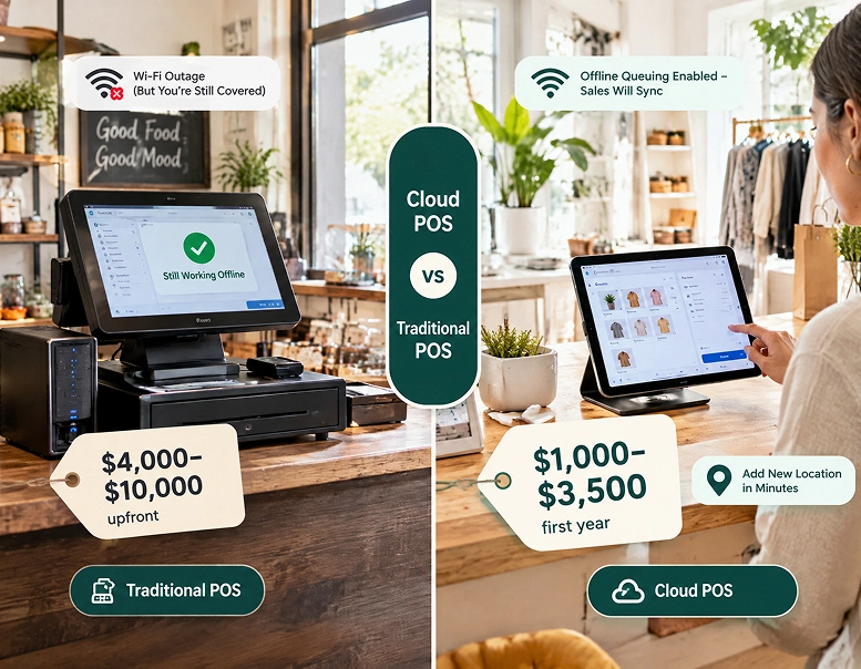 Cloud-POS im Vergleich zu herkömmlichem POS: Kosten, Unterschiede und welche Sie wählen sollten